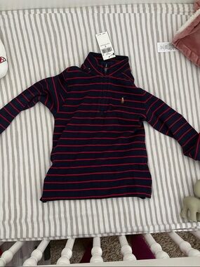 Polo by Ralph Lauren Navy with Red Stripes Half-Zip Pullover